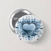 Blauer Emo Herz-Knopf Button (Vorne & Hinten)