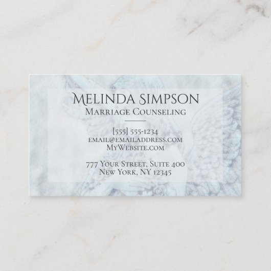 Blauer Engel mit Blumen Visitenkarte (Rückseite)