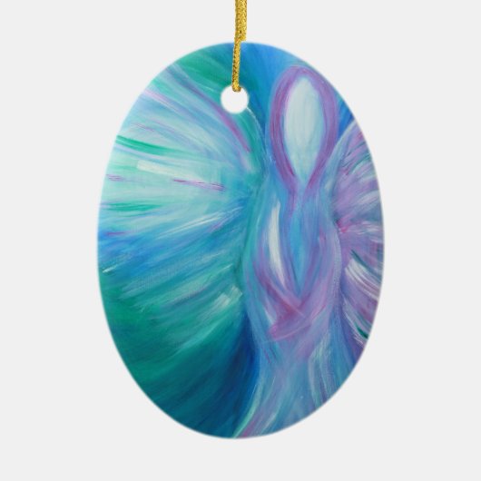 Blauer Engels-wunderliche heilende Kunst Keramik Ornament (Vorne)