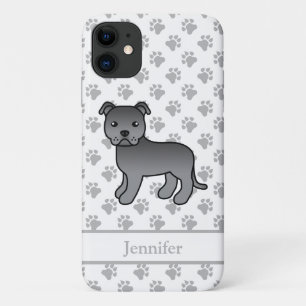 Blauer englischer Staffie süßer Cartoon-Hund & Nam Case-Mate iPhone Hülle