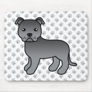 Blauer englischer Staffie süßer Cartoon-Hund & Pfo Mousepad