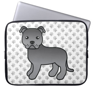Blauer English Staffie Süßer Cartoon-Hund & Pfoten Laptopschutzhülle
