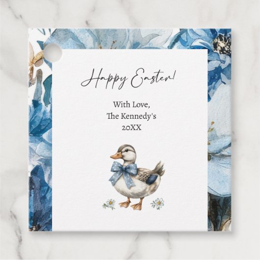 Blauer Entenoster Geschenkanhänger (Vorderseite)