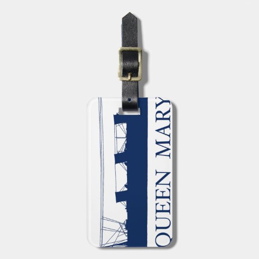 Blauer Entwurf 1936 Queen Marys 2 Gepäckanhänger (Vorderseite vertikal)