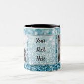 Blauer Entwurf des Glitzer-2 der Bild-w/Text Ihre Zweifarbige Tasse (Mittel)