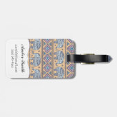 Blauer ethnischer Elefant-Stammes- Muster Gepäckanhänger (Rückseite horizontal)