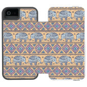 Blauer ethnischer Elefant-Stammes- Muster Incipio iPhone Geldbeutel-Hülle (Folio Geöffnet)