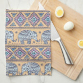 Blauer ethnischer Elefant-Stammes- Muster Küchentuch (Viertel Falte)
