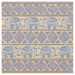 Blauer ethnischer Elefant-Stammes- Muster Stoff