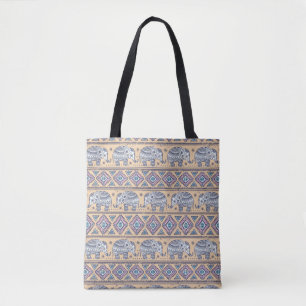 Blauer ethnischer Elefant-Stammes- Muster Tasche
