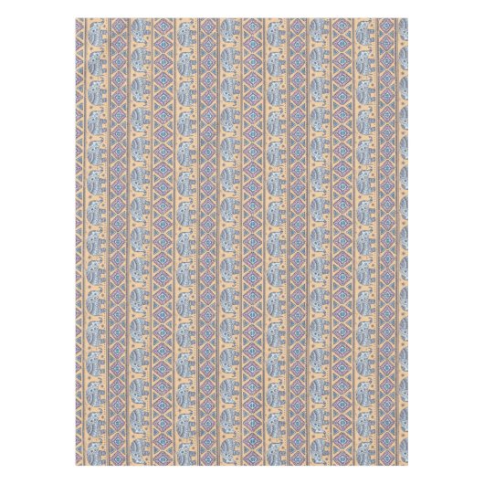 Blauer ethnischer Elefant-Stammes- Muster Tischdecke (Vorderseite)