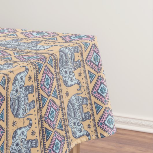 Blauer ethnischer Elefant-Stammes- Muster Tischdecke (Beispiel)