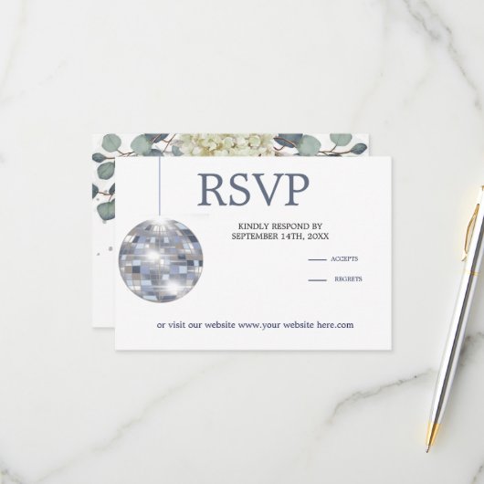 Blauer Eukalyptus Elegante Wedding RSVP Karte (Vorderseite/Rückseite Beispiel)