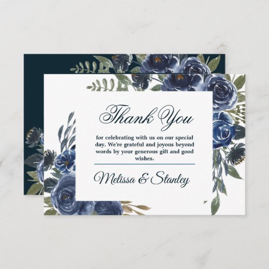 Blauer Eukalyptus floral Dankeskarte (Vorne/Hinten)