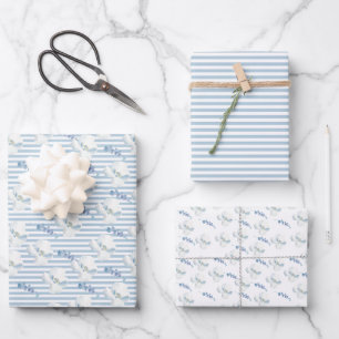 Blauer Eukalyptus Geschenkpapier Set