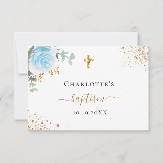 Blauer Eukalyptus-Taufe RSVP-Karte RSVP Karte (Rückseite)