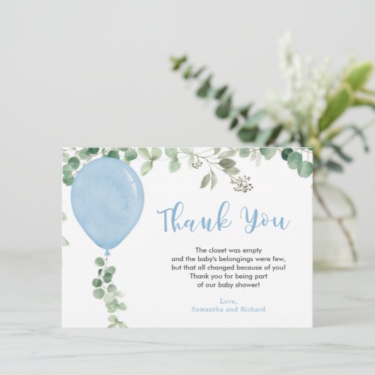 Blauer Eukalyptusblume Dankeskarte (Stehend Vorderseite)