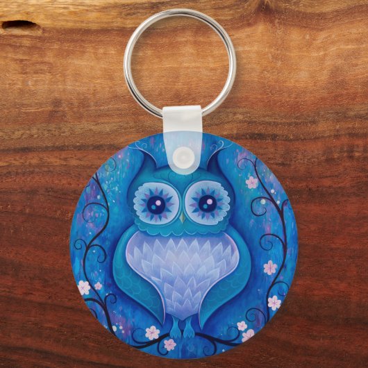 Blauer Eule Schlüsselanhänger (Vorderseite)