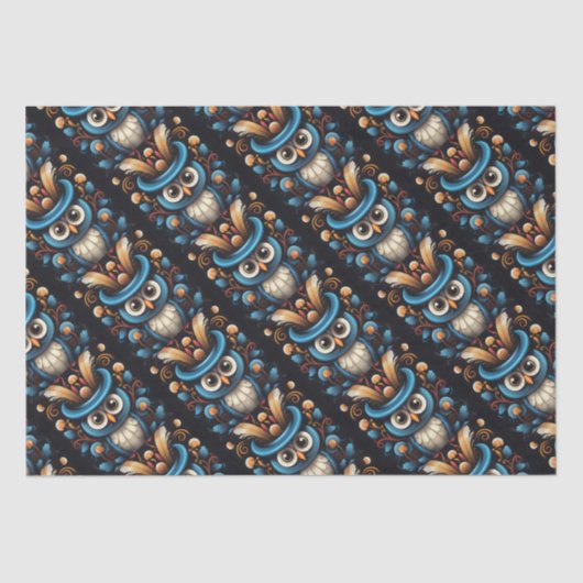 Blauer Eule Seidenpapier (Vorderseite)