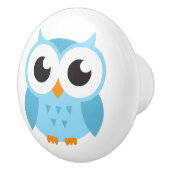 Blauer Eulen-Türknauf Keramikknauf (Rechts)