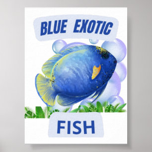 Blauer exotischer Fisch – Hypnotischer Ozean-Glow- Poster