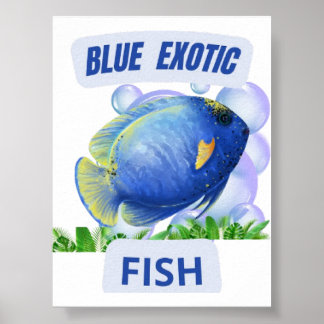Blauer exotischer Fisch – Hypnotischer Ozean-Glow- Poster