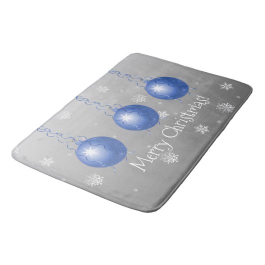 Blauer Extravaganter Weihnachtsschmuck Badematte (Schrägansicht)