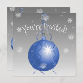 Blauer Extravaganter Weihnachtsschmuck Einladung (Vorne/Hinten)
