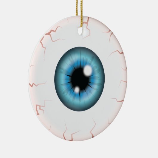 Blauer Eyeball mit Individuelle Name Happy Hallowe Keramik Ornament (Rechts)