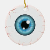 Blauer Eyeball mit Individuelle Name Happy Hallowe Keramik Ornament (Vorne)