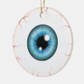 Blauer Eyeball mit Individuelle Name Happy Hallowe Keramik Ornament (Links)