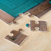 Blauer Fahrrad und Tür im Sommer Puzzle (Seite)