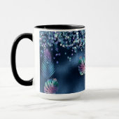 Blauer falscher Glitter & passende Blätter Tasse (Links)