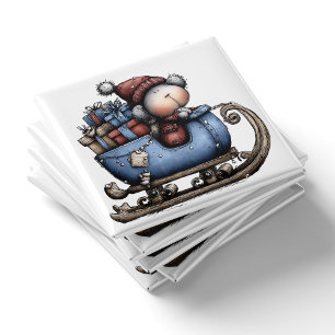 Blauer fantastischer Eisbär-Schlitten Weihnachts Magnet