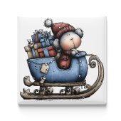 Blauer fantastischer Eisbär-Schlitten | Weihnachts Magnet