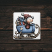 Blauer fantastischer Eisbär-Schlitten | Weihnachts Magnet