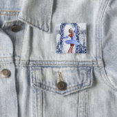 Blauer Fantasy Ballerina mit Rose Blume Button (Beispiel)