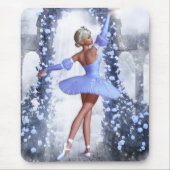 Blauer Fantasy Ballerina mit Rose Blume Mousepad (Vorne)