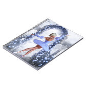 Blauer Fantasy Ballerina mit Rose Blume Notizblock (Linke Seite)