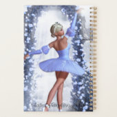 Blauer Fantasy Ballerina mit Rose Blume Planer (Rückseite)