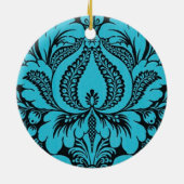 Blauer Fantasy-Blumenzauber Keramik Ornament (Hinten)