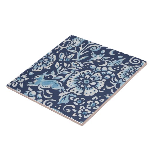 Blauer Fantasy Forest Mural Woods Rabbit Bottom Li Fliese (Seite)