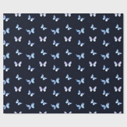 Blauer Fantasy-Schmetterling Geschenkpapier (Flach)