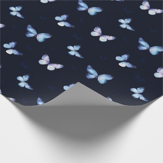 Blauer Fantasy-Schmetterling Geschenkpapier (Ecke)