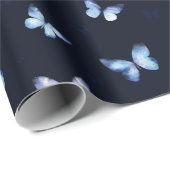 Blauer Fantasy-Schmetterling Geschenkpapier (Rolleneckpunkt)