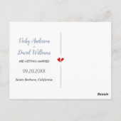 Blauer Farbblock Hochzeit Speichern Sie das Date-F Postkarte (Rückseite)