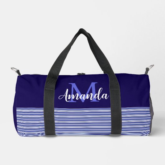 Blauer Farbblock mit blauen und weißen Streifen Duffle Bag (Vorderseite)