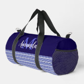 Blauer Farbblock mit blauen und weißen Streifen Duffle Bag (Rechte Ecke)