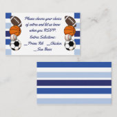 Blauer Farbblock trägt Menü-Auswahl-Einsatz zur Begleitkarte (Vorne/Hinten)