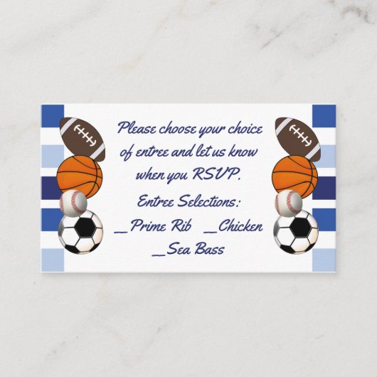 Blauer Farbblock trägt Menü-Auswahl-Einsatz zur Begleitkarte (Vorderseite)